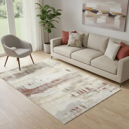 Ivory Abstract Area Rug Photo 1