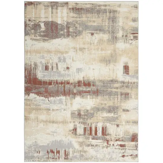 Ivory Abstract Area Rug Photo 7