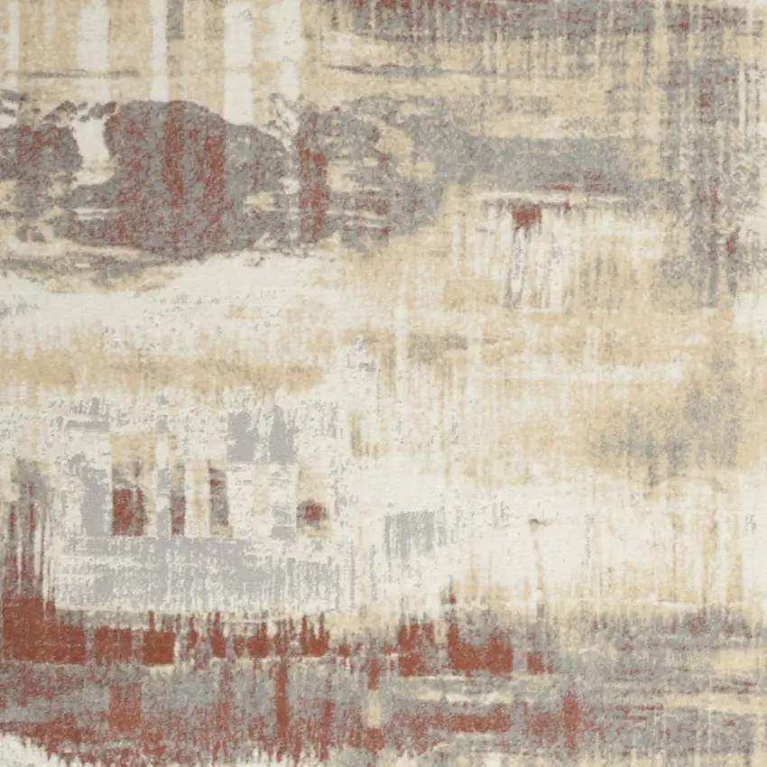 Ivory Abstract Area Rug Photo 8