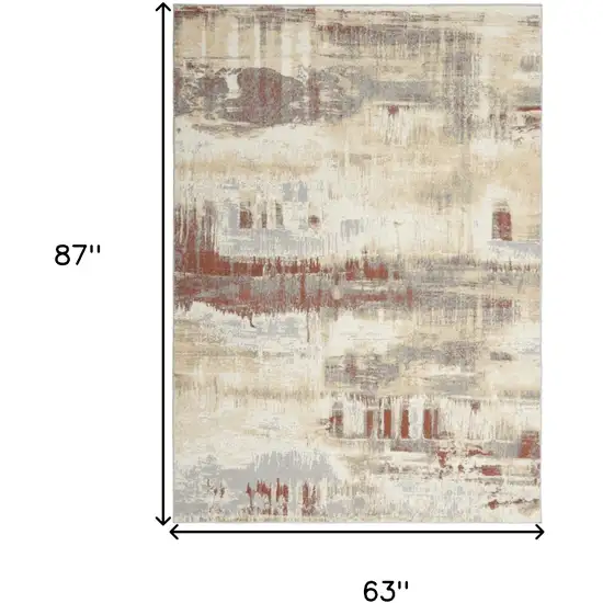 Ivory Abstract Area Rug Photo 3