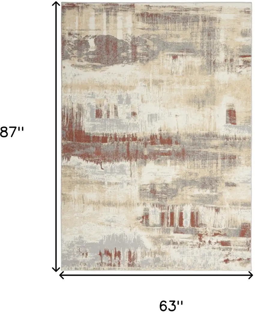 Ivory Abstract Area Rug Photo 3