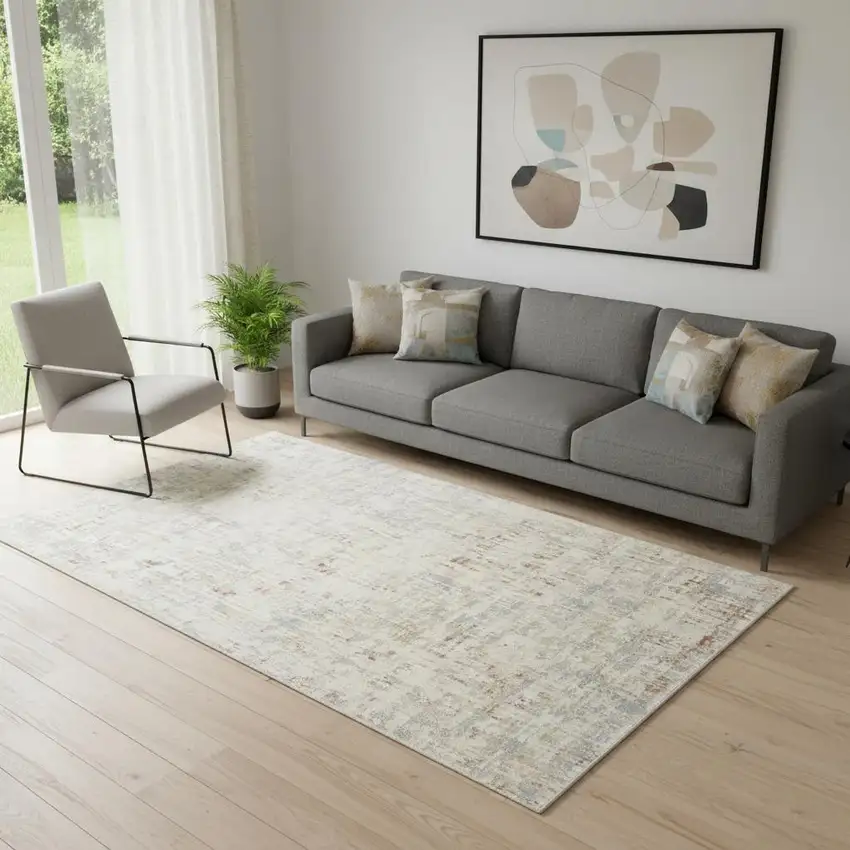 Ivory Abstract Area Rug Photo 1