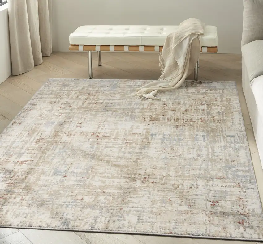 Ivory Abstract Area Rug Photo 4