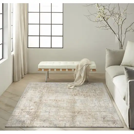 Ivory Abstract Area Rug Photo 5