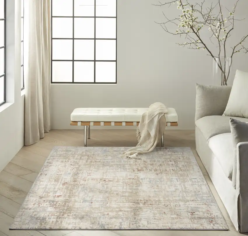 Ivory Abstract Area Rug Photo 5