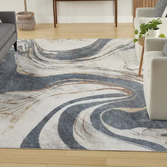 Ivory Abstract Area Rug Photo 5