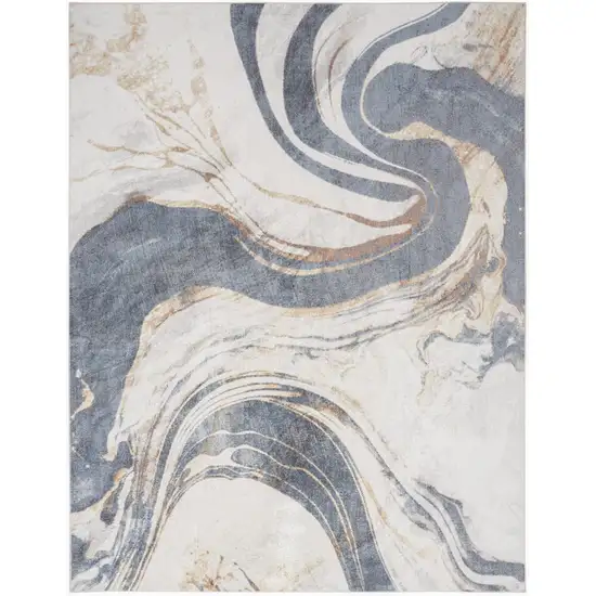 Ivory Abstract Area Rug Photo 7