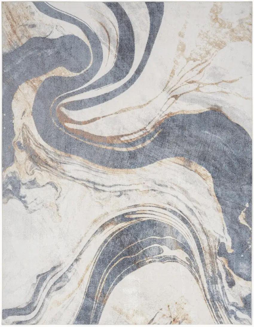 Ivory Abstract Area Rug Photo 4