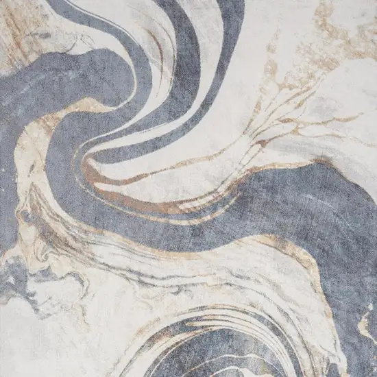 Ivory Abstract Area Rug Photo 3