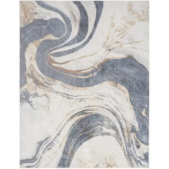 Ivory Abstract Area Rug Photo 4