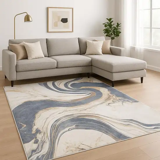 Ivory Abstract Area Rug Photo 1