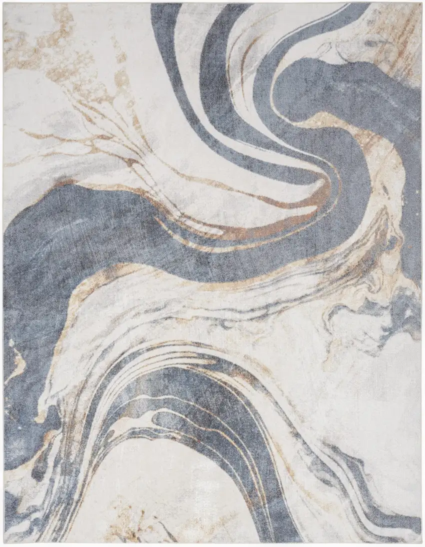 Ivory Abstract Area Rug Photo 8