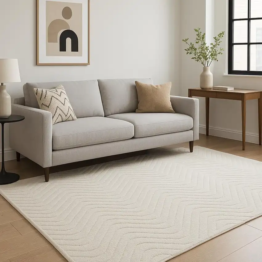 Ivory Abstract Area Rug Photo 1