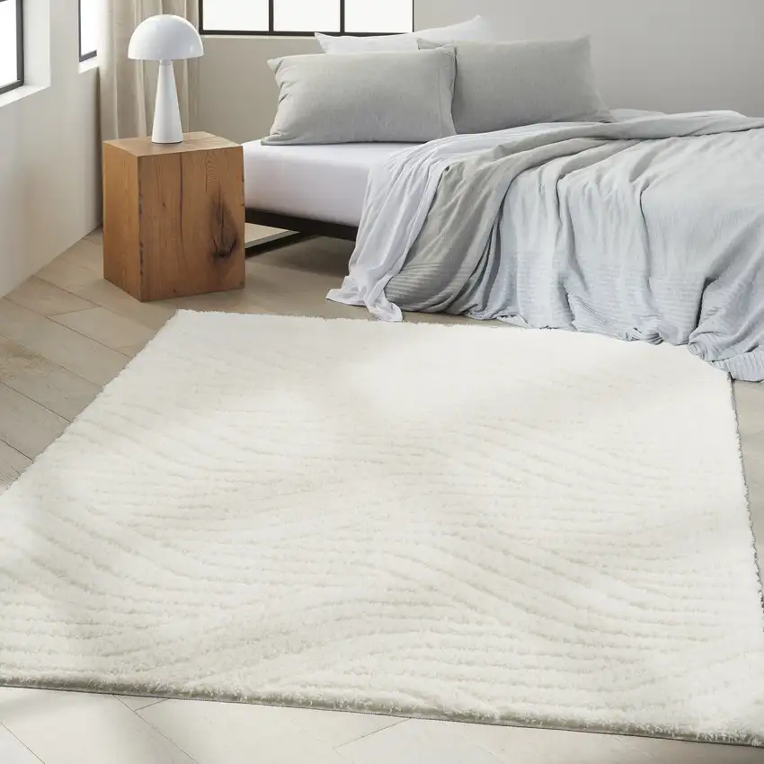 Ivory Abstract Area Rug Photo 4