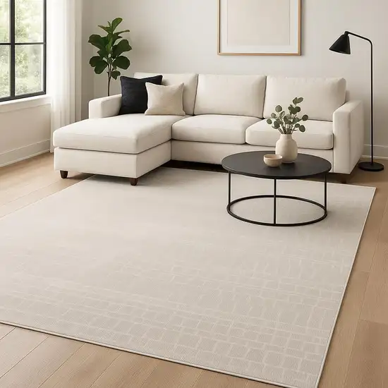 Ivory Abstract Area Rug Photo 1