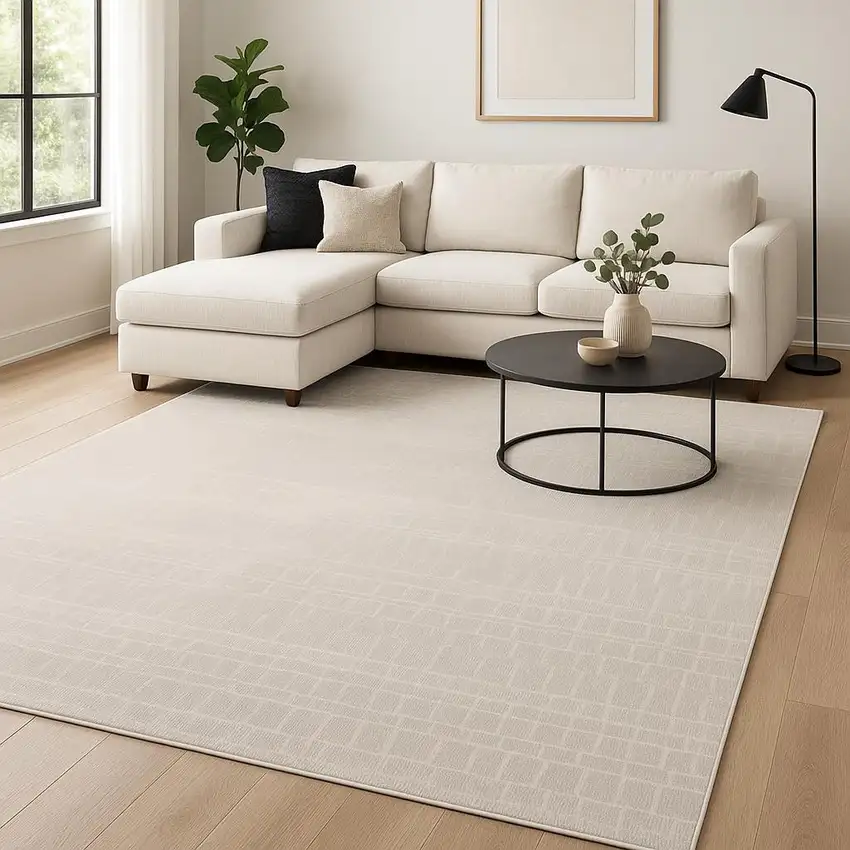 Ivory Abstract Area Rug Photo 1