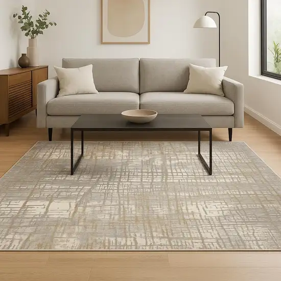 Ivory Abstract Area Rug Photo 1