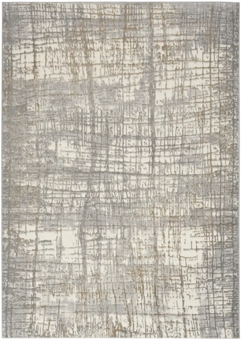 Ivory Abstract Area Rug Photo 7