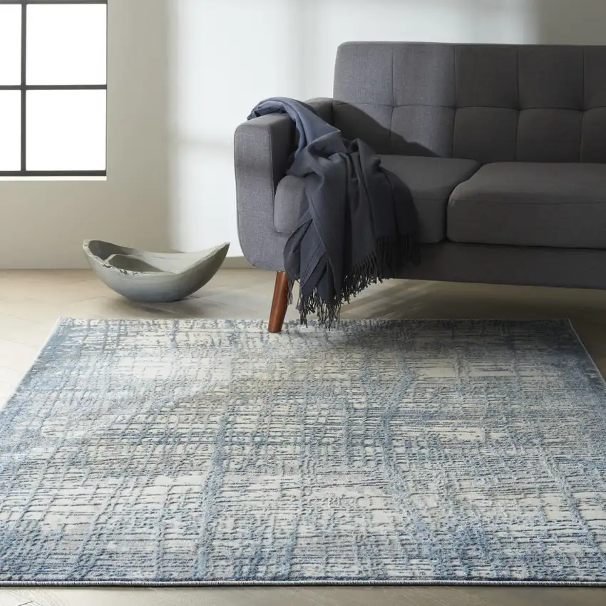 Ivory Abstract Area Rug Photo 4