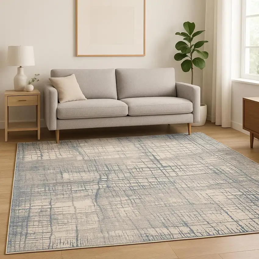 Ivory Abstract Area Rug Photo 1