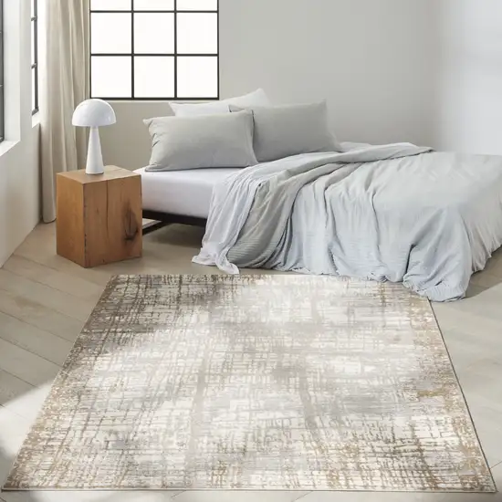 Ivory Abstract Area Rug Photo 7