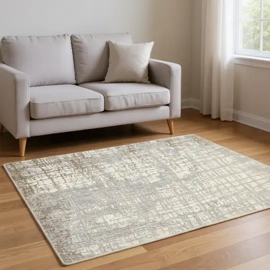 Ivory Abstract Area Rug Photo 1