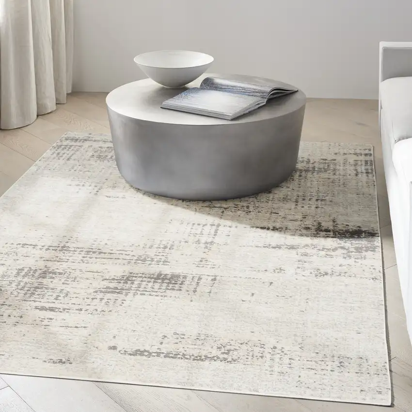 Ivory Abstract Area Rug Photo 5