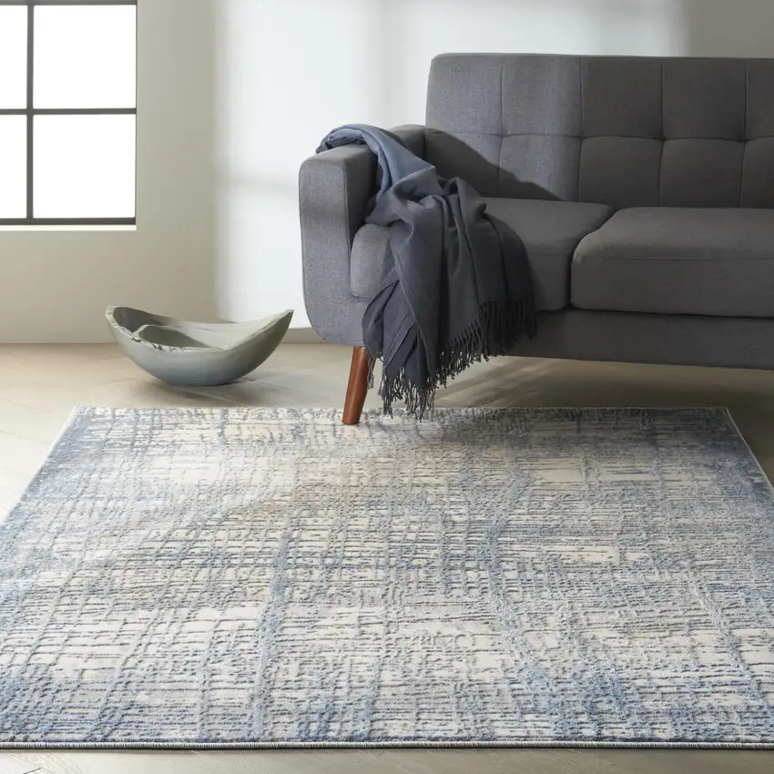 Ivory Abstract Area Rug Photo 4