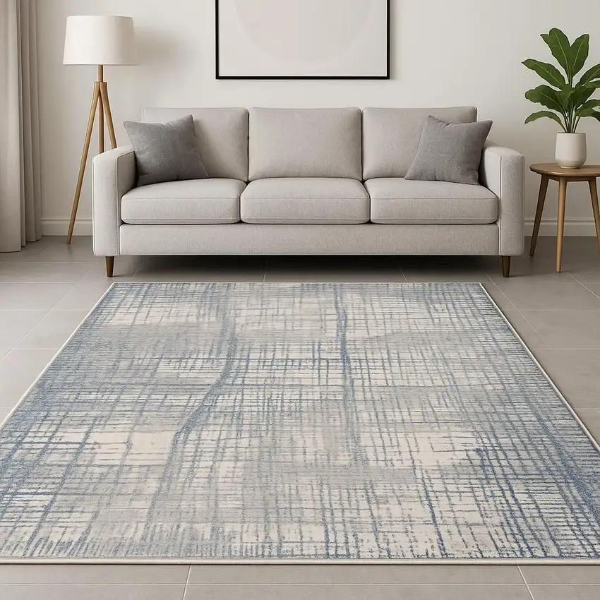 Ivory Abstract Area Rug Photo 1