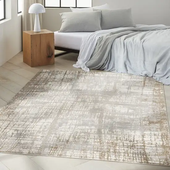 Ivory Abstract Area Rug Photo 5