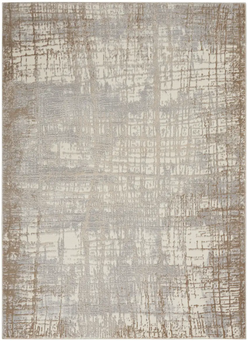 Ivory Abstract Area Rug Photo 4
