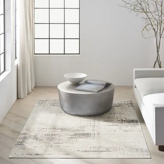 Ivory Abstract Area Rug Photo 6