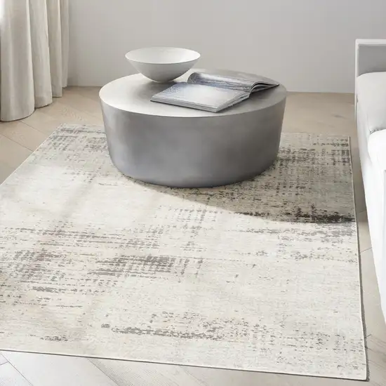 Ivory Abstract Area Rug Photo 5