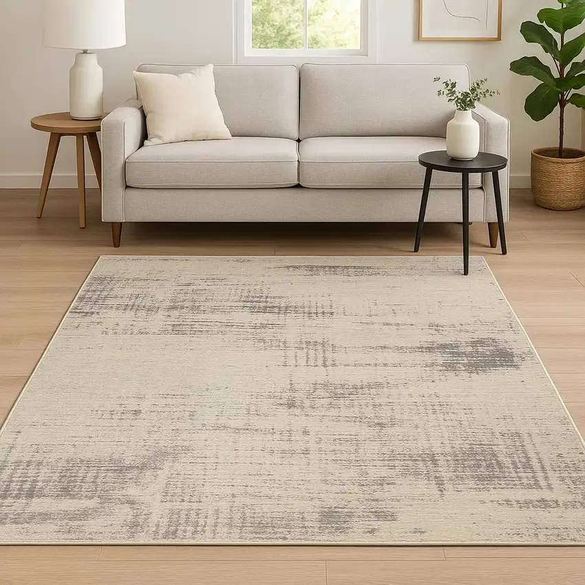 Ivory Abstract Area Rug Photo 1