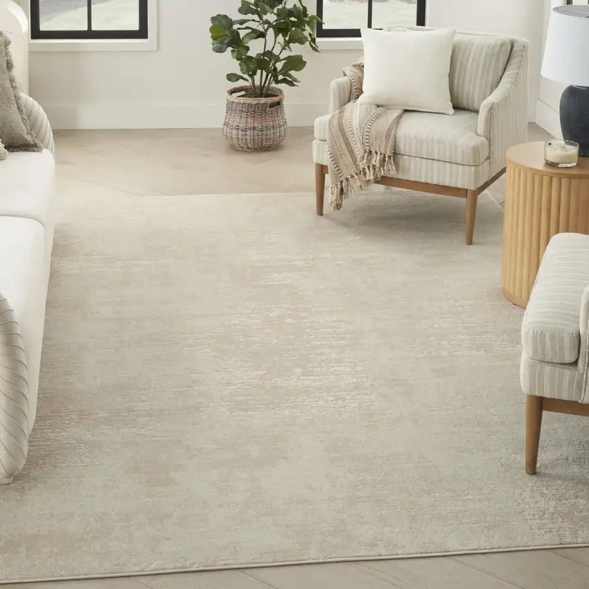 Ivory Abstract Area Rug Photo 5