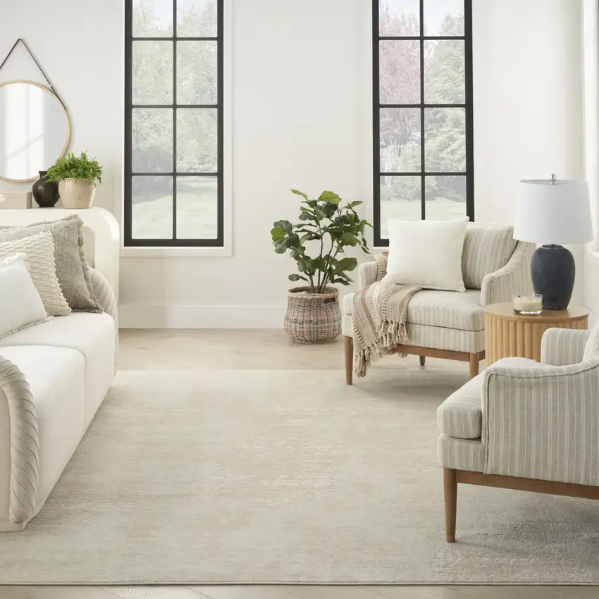 Ivory Abstract Area Rug Photo 6
