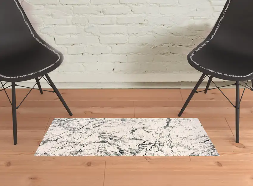 Ivory Abstract Area Rug Photo 2