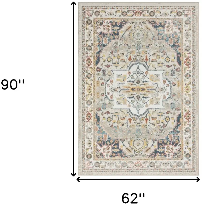 Ivory Abstract Area Rug Photo 9