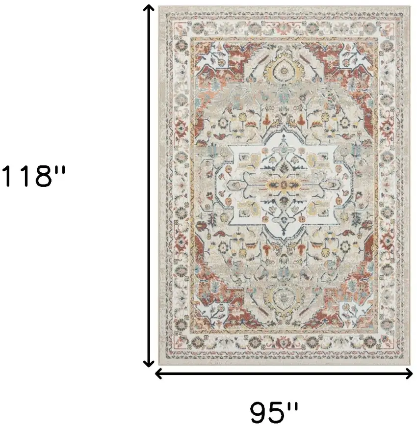 Ivory Abstract Area Rug Photo 6
