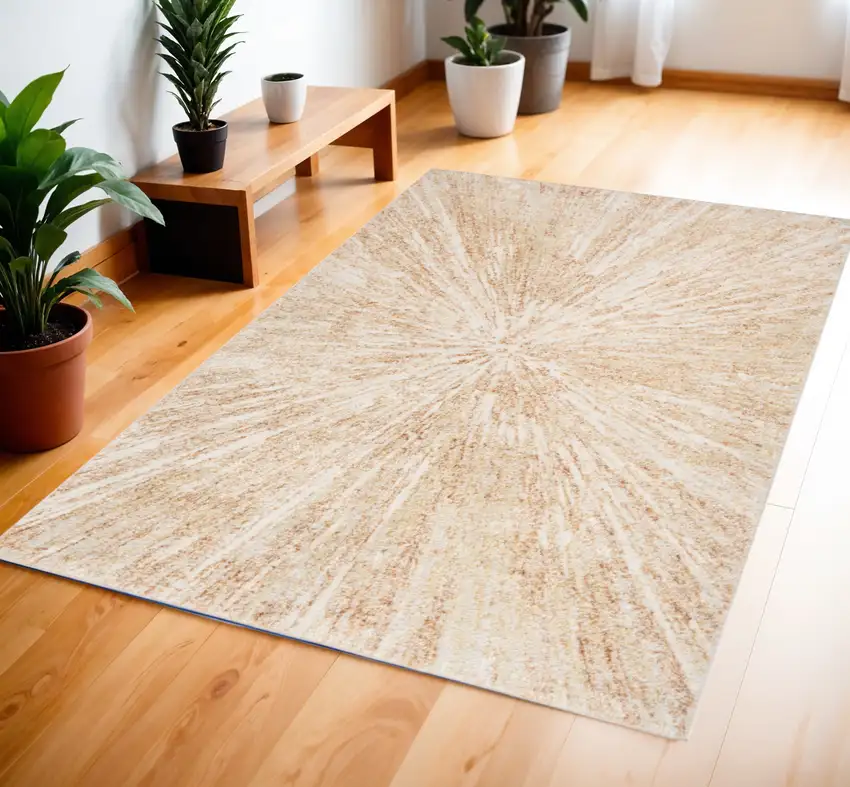 Ivory Abstract Area Rug Photo 1