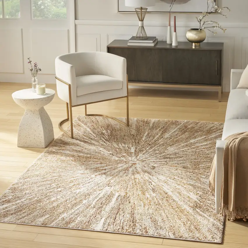 Ivory Abstract Area Rug Photo 5