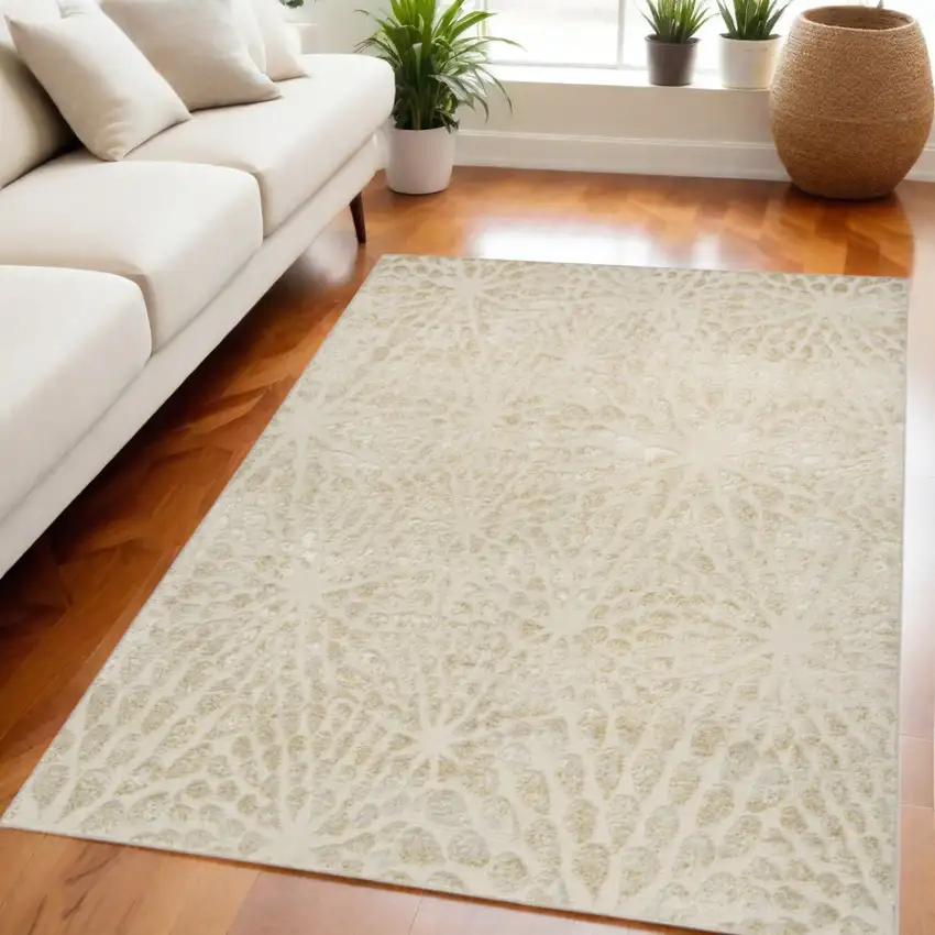 Ivory Abstract Area Rug Photo 2
