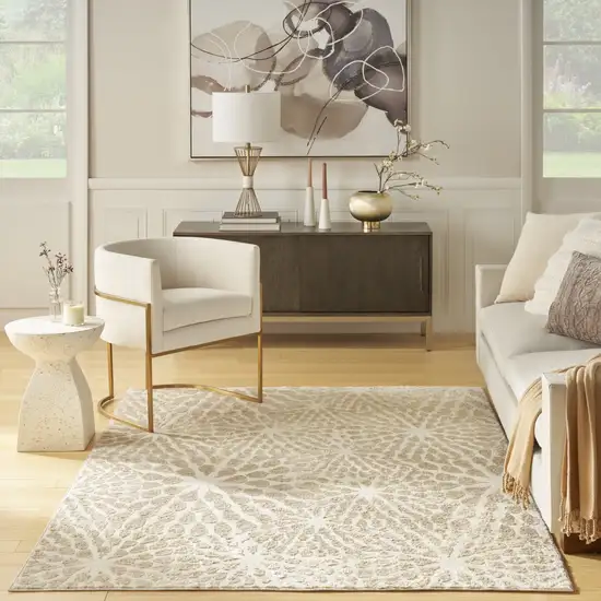 Ivory Abstract Area Rug Photo 6