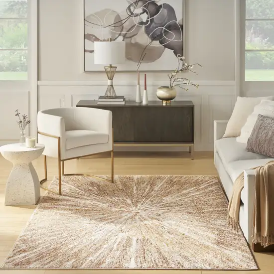 Ivory Abstract Area Rug Photo 6