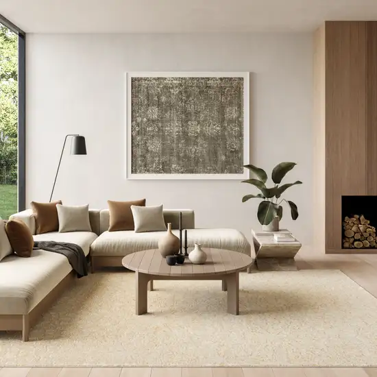 Ivory Abstract Area Rug Photo 7