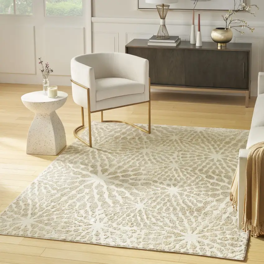 Ivory Abstract Area Rug Photo 4