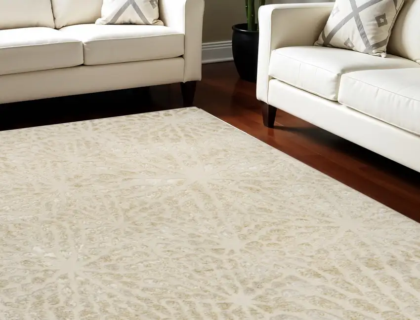 Ivory Abstract Area Rug Photo 1