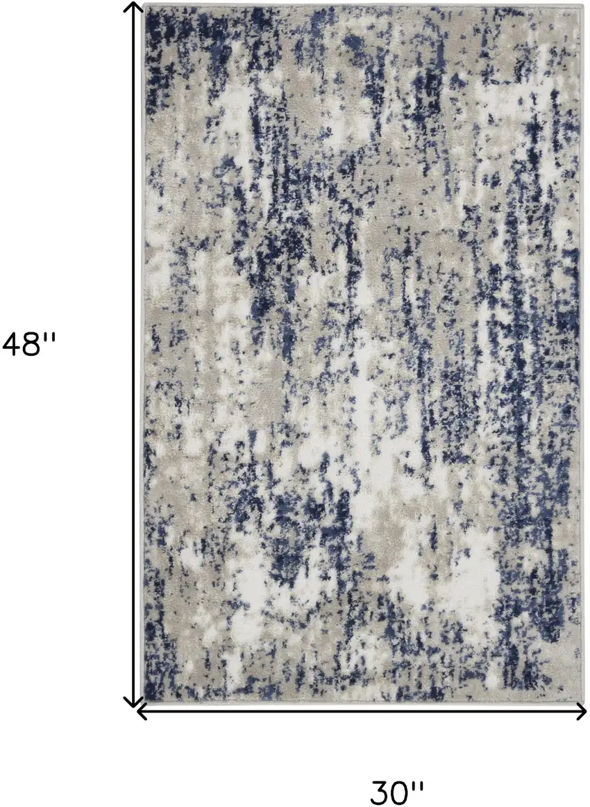 Ivory Abstract Area Rug Photo 3