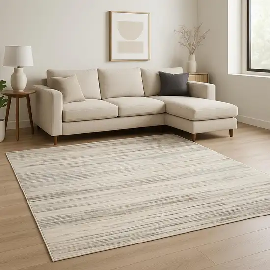 Ivory Abstract Distressed Area Rug Photo 1