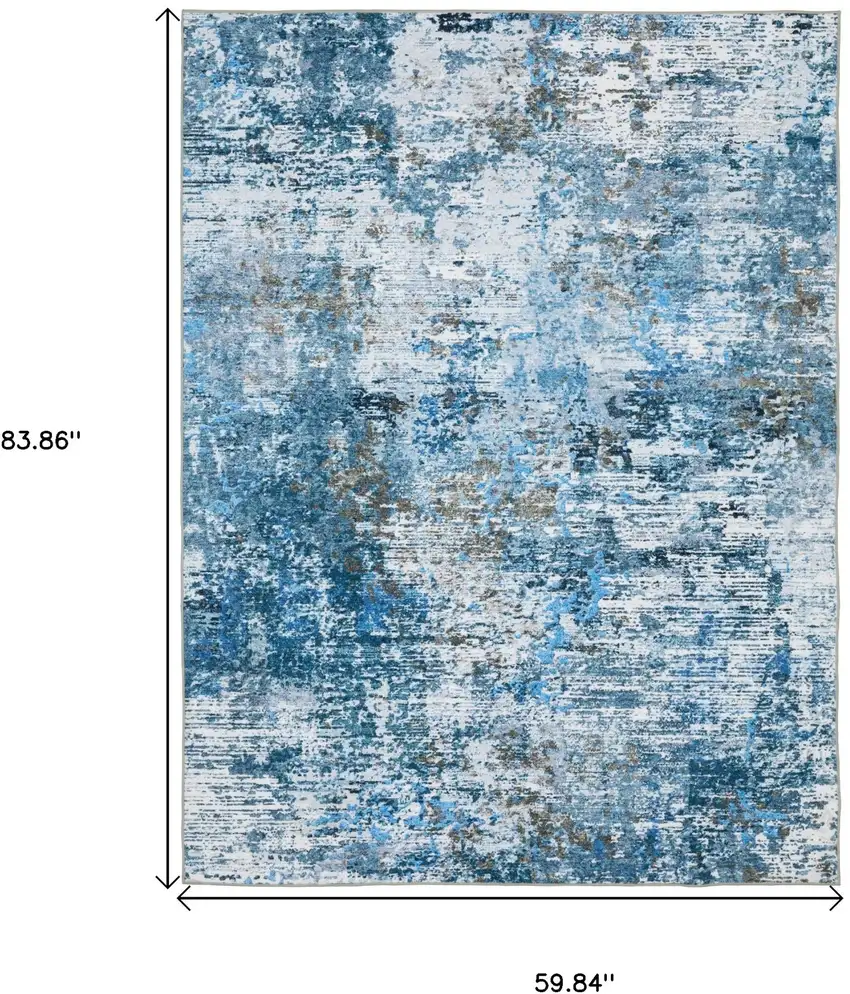 Ivory Abstract Distressed Area Rug Photo 3